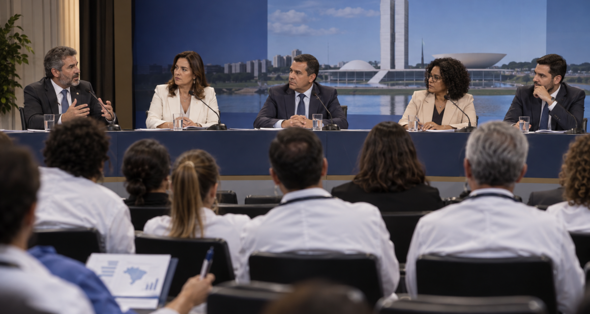 Debate sobre saúde pública com candidatos e profissionais da área em Brasília