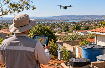 Agente de saúde opera drone para mapear focos de dengue no Distrito Federal