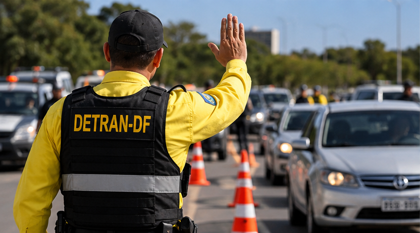 Fiscalização de trânsito do Detran-DF em Brasília